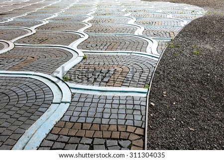 stone walkway - design handmade pavement cobblestone texture background