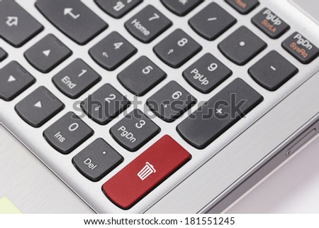 Delete key from a silver laptop