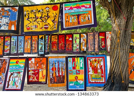 Maputo, Mozambique - April 29: Traditional African Batik Painting On ...