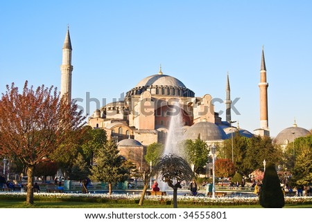 Famous Hagia Sophia church and mosque in Istanbul, Turkey