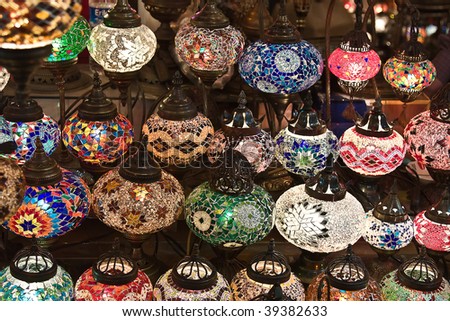 Traditional turkish lamps on the market