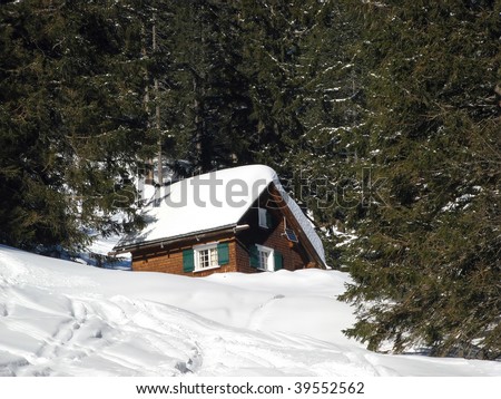 Winter holiday house in swiss alps