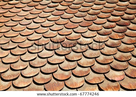 Wooden tiles traditionally used for wall protection in villages of canton Bern, Switzerland