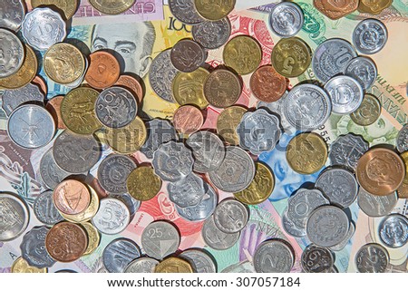 Collection of the old circulated coins and notes