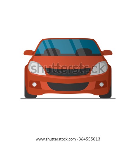 Vector sports red car front view illustration