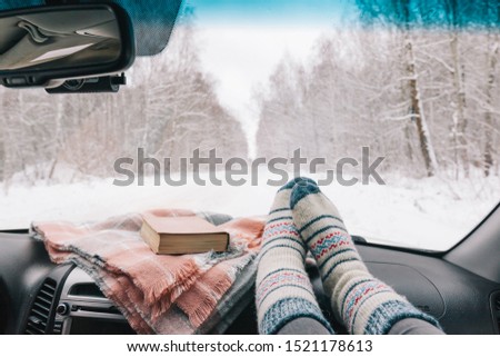 Similar – Image, Stock Photo View of inside car empty road in countryside