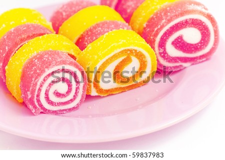 Colorful fruit-paste sweets close-up