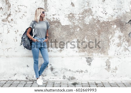 Similar – Image, Stock Photo woman on the street with an umbrella in rainy days