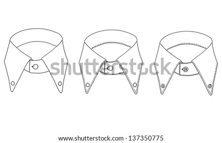 Black And White Isolated Vector Design Of A Man'S Shirt Collar With 3 ...