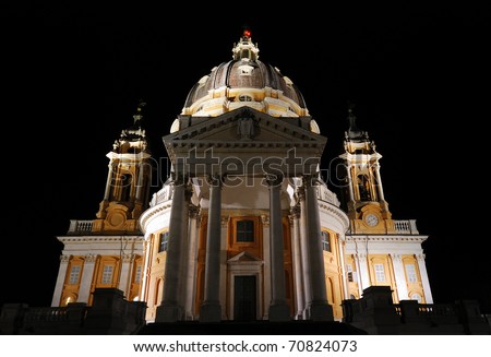 A night vision of the Superga Basilica - Turin - Filippo Juvarra