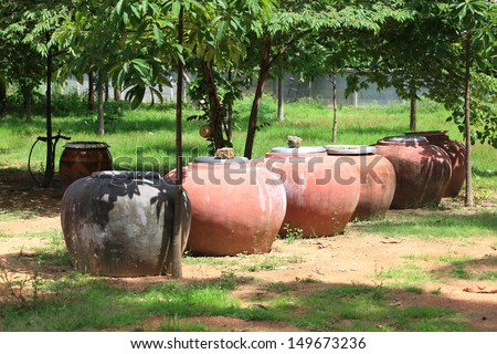 Large pottery water jars from Thailand