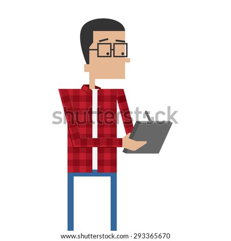 Hipster graphic designer with white background