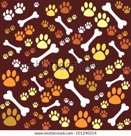 Background With Dog Paw Print And Bone. Vector Illustration - 101240254 ...