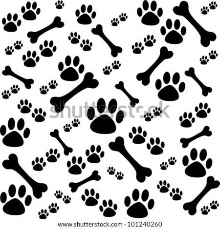 Background With Dog Paw Print And Bone. Vector Illustration - 101240260 ...
