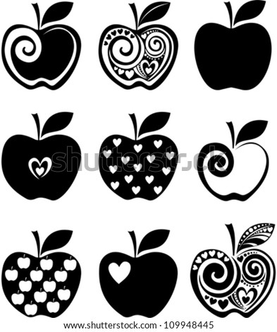 set of  apple icon isolated on white background. Vector illustration