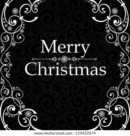 Black And White Christmas Card. Merry Christmas Lettering. Vector ...