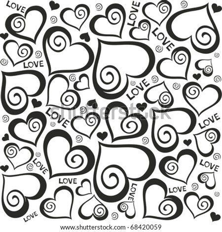 Black And White Seamless Heart Background. Vector Illustration ...