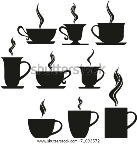 Set Of Coffee And Tea Cups. Vector Illustration. - 71093572 : Shutterstock