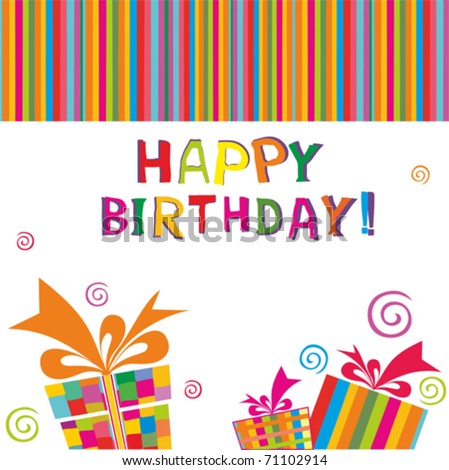 Happy Birthday Card. Vector Illustration - 71102914 : Shutterstock