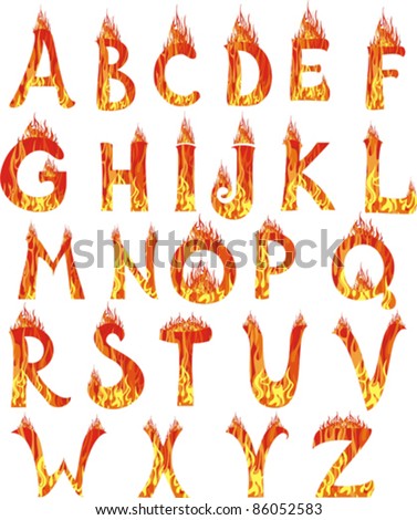 Abc Fire Letters Isolated On White Background. Vector Illustration ...