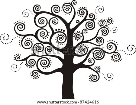 Abstract Black Tree Isolated On White Background. Stock Photo 87424616 ...