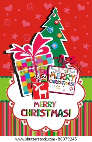 Template Christmas greeting card,  illustration