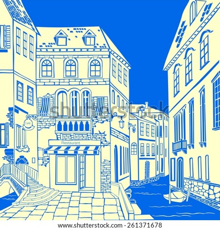 Old city street.  Illustration.