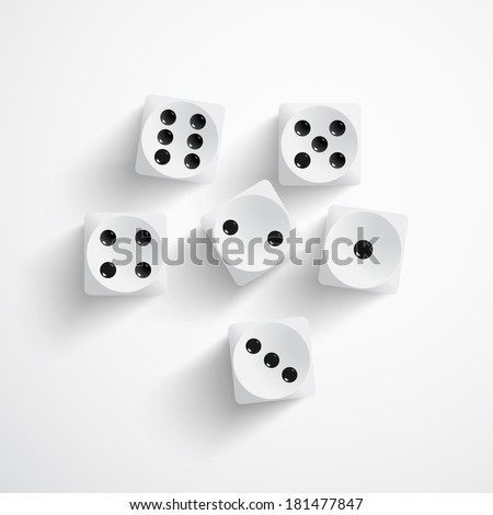 Vector illustration of set of white dices