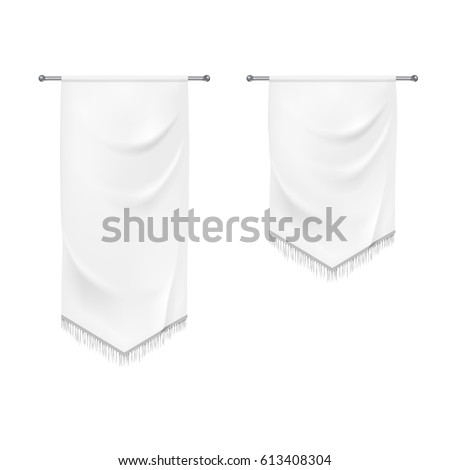 Realistic white textile banners with folds. Vector background