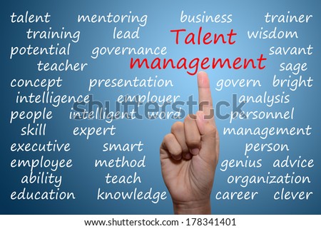 business man pointing talent management concept