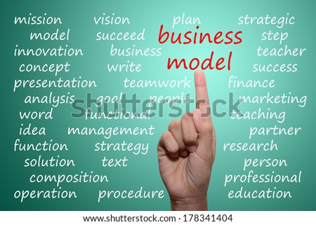 business man pointing business model concept