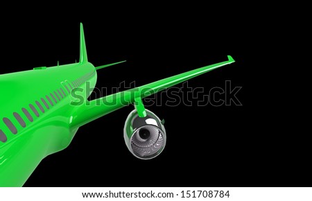 green airplane isolated on black