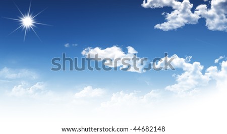 Bright sun  with white cloud on background blue sky