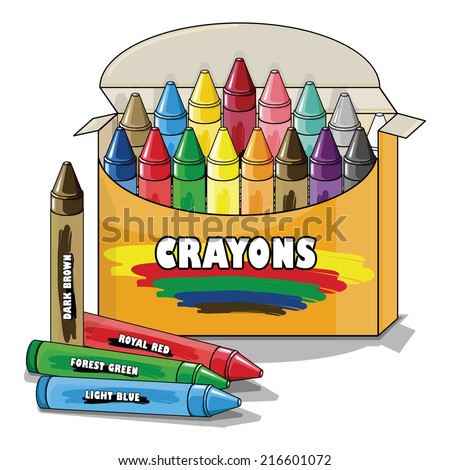 Vector Drawing Of A Pack Of Crayons/Crayons/Easy To Edit Objects And ...