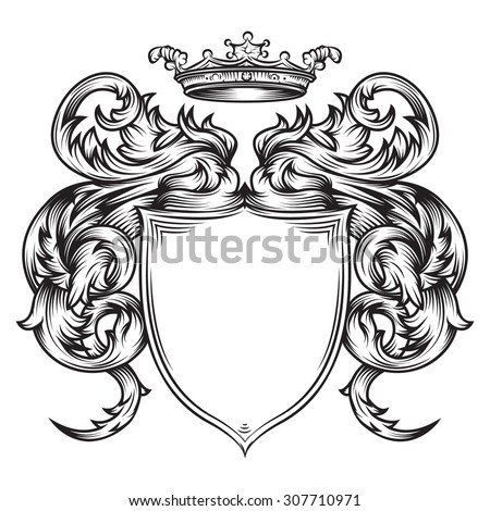 Vector Drawing Of A / Heraldic Shield Line Art / Easy To Edit Layers ...