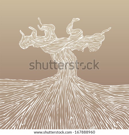 Grapevine trunk vector illustration. EPS vector file. Hi res JPEG included
