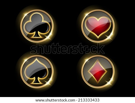 Set of round casino icons. Vector illustration.