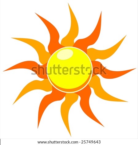 A vector illustration of a blazing hot sun on a white background