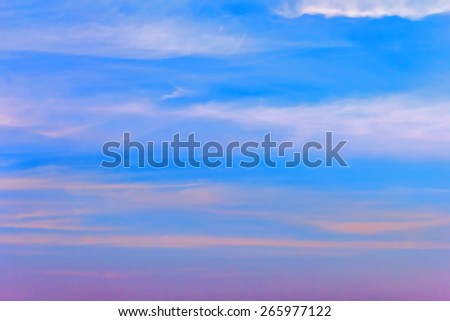 Beautiful evening blue sky with palette of shades in colors