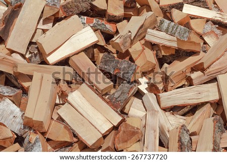 Warehouse of fresh wood in sunny weather for home