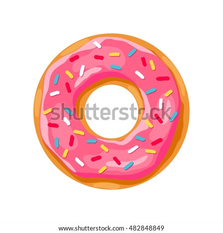 donut with pink glaze. donut icon,  vector illustration 