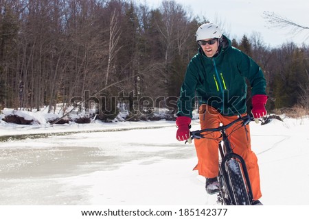 Fat bike rider in winter