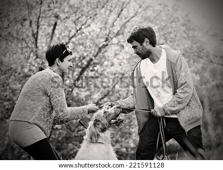Young couple arguing in dog