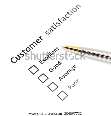 customer satisfaction survey blank form with the pen