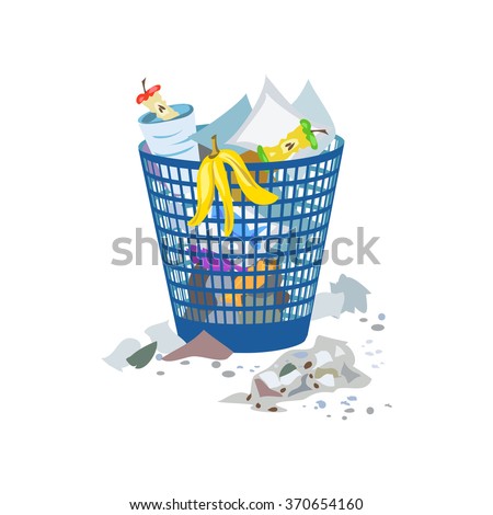 full trash can isolated. vector illustration