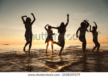 Similar – Image, Stock Photo Woman silhouette at sunset