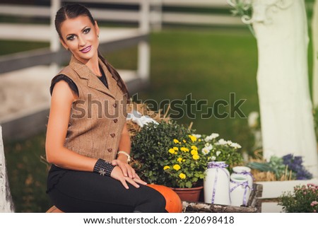 girl near flowers