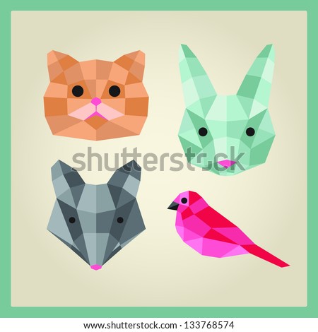 Cute Animal illustrations! Cat, bunny, mouse and bird. For High Quality Graphic Projects.