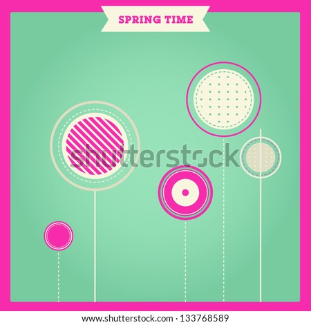 Spring Time Greeting Card. Spring time lettering with flower illustration, vector illustration. For High Quality Graphic Projects.