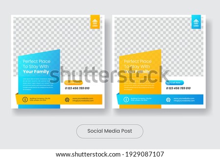 Real estate social media feed banner template post. Vector illustration EPS 10